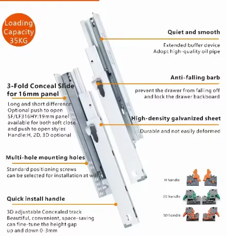 AJHB Three-Section Synchronized Hidden Drawer Slide